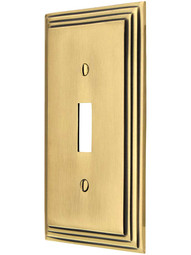 Mid-Century Toggle Switch Plate - Single Gang in Antique Brass.